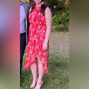 Ecowish Women’s Midi-Dress | Red Floral | Medium